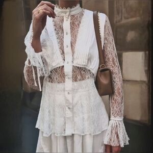 AJE Veil Ruffled Lace Shirt 14